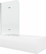 Mexen Vega wanna prostokątna 170 x 70 cm z obudową i parawanem 2-skrzydłowym 80 cm, transparent, chrom - 550117070X9008020100