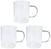 Kubek szklany z dużym uchem VUNI, 3 x 400 ml