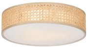 Orientalna lampa sufitowa rattan 40 cm 3-punktowa - TrommaKolonialny Oswietlenie wewnetrzne