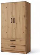 Dwudrzwiowa szafa Tress - drzwi uchylne z szufladami w kolorze dąb artisan