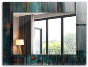 Lustro z drukowaną ramką Drewniane zielone deski