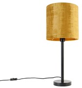 Nowoczesna lampa stołowa czarna zzłotym kloszem 25 cm - Simplo Nowoczesny Oswietlenie wewnetrzne