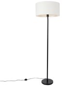 Lampa stojąca czarna z kloszem białym 50 cm - Simplo