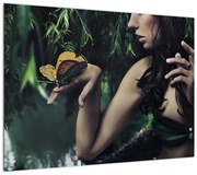 Obraz pełnej wdzięku kobiety z motylem (70x50 cm)