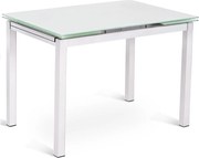Baud - Stół rozkładany (110/170 x 75 cm) z białego szkła hartowanego