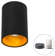 Inteligentny reflektor czarny ze złotem, w tym żarówka GU10 WiFi - Deep Nowoczesny Oswietlenie wewnetrzne