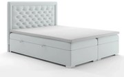 Łóżko kontynentalne AMIGO 140x200 jasno szare velvet z pojemnikiem LAVERTO