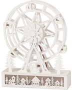 Świąteczne ruchome koło świecące Wioska, cm, 4x LED, drewno