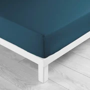 Niebieskie bawełniane prześcieradło z gumką 160x200 cm Lina – douceur d'intérieur