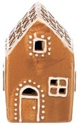 Ozdoby świąteczne Domek piernikowy II zoświetleniem LED, ceramika, 9 cm