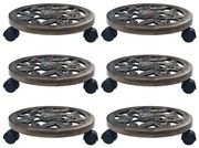 Brązowe stojaki na kółkach pod donice K2-C68