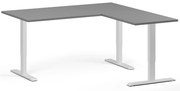 Narożne biurko z regulacją wysokości, 160x160 cm, 3 silniki, L/P, biała podstawa, grafit