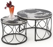 Zestaw 2 stolików kawowych czarny marmur W7-M57
