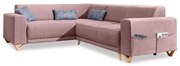 Różowy rozkładany/ze schowkiem narożnik (lewostronny/w kształcie litery L) Classy Sophie – Miuform