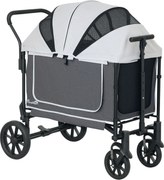 Wózek dla Psów PawHut Składany dla Psów i Kotów do 30 kg, 110 x 65 x 102 cm, Ciemnoszary