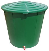 Plastikowa beczka ogrodowa na deszczówkę, 500 L, kranik, pokrywa