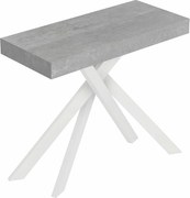 Saki Mały rozkładany stolik konsolowy 90x40/196 cm betonowe nogi białe