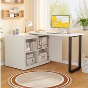 Biurko/łóżko składane 2 w 1 - Konstrukcja i nogi metalowe - Materac 4 cm grubości - 2 przegródki do przechowywania - Biały