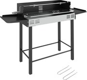 Outsunny Holzkohlegrill Grill BBQ-Grill, regulowany ruszt, 1 rożen, 118 x 32 x 90 cm, Czarny + Srebrny