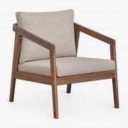 Fotel Ogrodowy Z Drewna Akacjowego Kaela Ciemny Akacjowy Brąz & Tkanina W Kolorze Orzecha Laskowego - Sklum