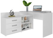 Białe Narożne Biurko Z Szufladami, Komodą W7-R76