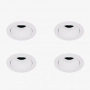 Pack 4 Wbudowanych Downlightów Led Z Okrągłymi Ramkami Ø5 Cm Z Aluminium Luisiana Biała & Biała Ciepła 2700 K & 3 W & 38º - Sklum