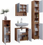 Zestaw mebli łazienkowych biały wysoki połysk/złoty dąb power 80x41x58.6 irma