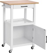 Wózek Kuchenny SucceBuy na Kółkach, z Blatem 55x45 cm, Ruchoma Wyspa Centralna z Szufladą, Mebel na Kuchenkę Mikrofalową, Jadalnia, Spiżarnia