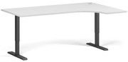 Narożne biurko z regulacją wysokości, 180x120 cm, 2 silniki, L/P, czarna podstawa, biały