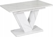 Stół Prostokątny Rozkładany CLARK 120-160 cm Biały Marmur Glamour