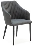 Ciemnoszare tapicerowane fotele jadalniane zestaw 2 szt. Nadi – Marckeric