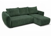 Stylowy narożnik rozkładany prawostronny ZEPHIRA 258x170 cm w tkaninie FLOW 19 zielonej