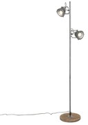 Industrialna lampa podłogowa stalowa z drewnem 2-światła - EmadoPrzemysłowy Oswietlenie wewnetrzne
