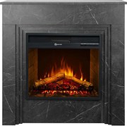 Kominek elektryczny BELLINI, kominek stojący z drewna imitującego czarny marmur, wyprodukowany we Włoszech, dł. 96 x gł. 35 x wys. 96