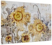 Obraz - Słoneczniki na ścianie (70x50 cm)