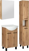 Zestaw Łazienkowy Szafka z Umywalką 50cm Słupek 30cm Szafka z Lustrem Dąb Wotan Lupo Wotan