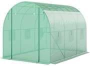 Outsunny Tunel foliowy z pokryciem z tworzywa sztucznego i stalową ramą, chodnikowa szklarnia z drzwiami rolowanymi, Zielony