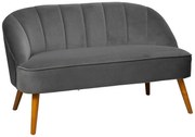 Mała sofa dwuosobowa NAOVA, aksamitne obicie, drewniane nóżki