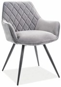 Krzesło LINEA VELVET szare/czarne SIGNAL
