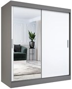 Szafa przesuwna antracyt + biały 180 cm N2-P55