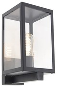 Zewnetrzna Nowoczesna lampa ścienna zewnętrzna czarna ze szkłem 30 cm - Rotterdam Nowoczesny Oswietlenie zewnetrzne