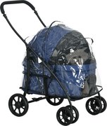 Outsunny Wózek dla Psa Składany Osłona Przeciwdeszczowa Granatowy | Aosom PL