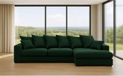 Narożnik z funkcją spania i pojemnikiem, Sofa w kształcie L Gabon L, tkanina Riviera, Zielony, Prawy