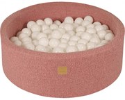 Okrągły Suchy Basen Dla Dziecka 90x30cm/200 Piłek 7cm, Boucle, Różowy, Piłki: Białe - Meowbaby®