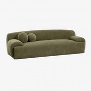 Sofa Trzyosobowa Tapicerowana Shirina Zielona Sznurówka Army - Sklum