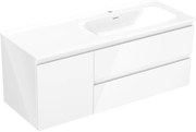 Mexen Orio szafka łazienkowa 120 cm z umywalką Vela prawą, 2S, 1D, biała połysk - 91A13-12047-3-BBFFF00-W23P00