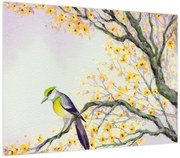 Obraz - Akwarelowy ptaszek na drzewie (70x50 cm)