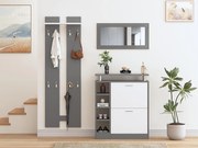 Zestaw mebli do przedpokoju - 1 lustro + 2 panele ścienne + 1 mebel na buty - Szary
