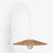 Lampa Ścienna Sopant Z Żelaza I Syntetycznego Rattanu Biała & ↑65 Cm - Sklum