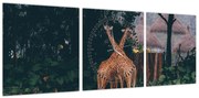 Obraz dwóch żyraf (z zegarem) (90x30 cm)